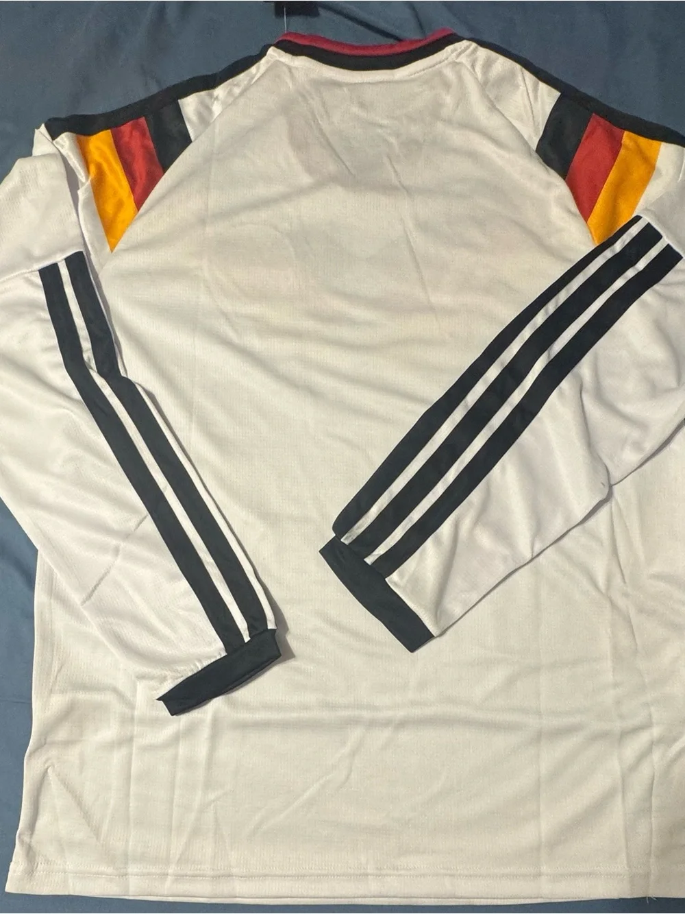 adidas White Germany National Team V-Neck Jersey with Black Red Gold Accents